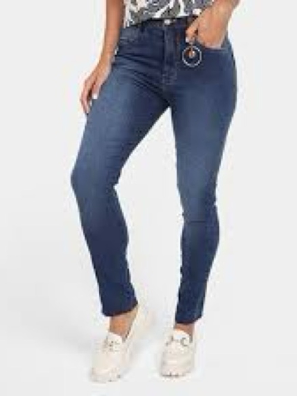 Morena Rosa Womens Frayed Hem Jeans- Dark Blue. 4